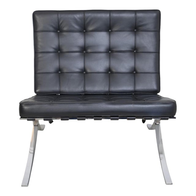 Barcelona Chair in Black Leather by Ludwig Mies van der Rohe, 2010s For Sale
