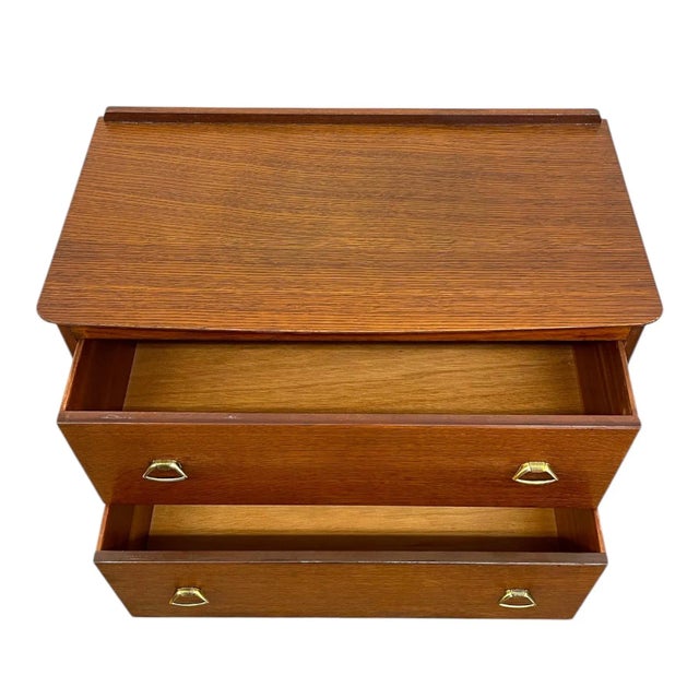 Brown 1970s Vintage Mid Century Modern Two-Drawer Chest - Uk Import For Sale - Image 8 of 9