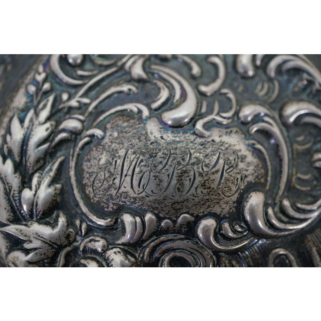 Antique Simpson Hall Miller Sterling Silver Lidded Cut Crystal Vanity Jar Pot 4" For Sale - Image 12 of 15