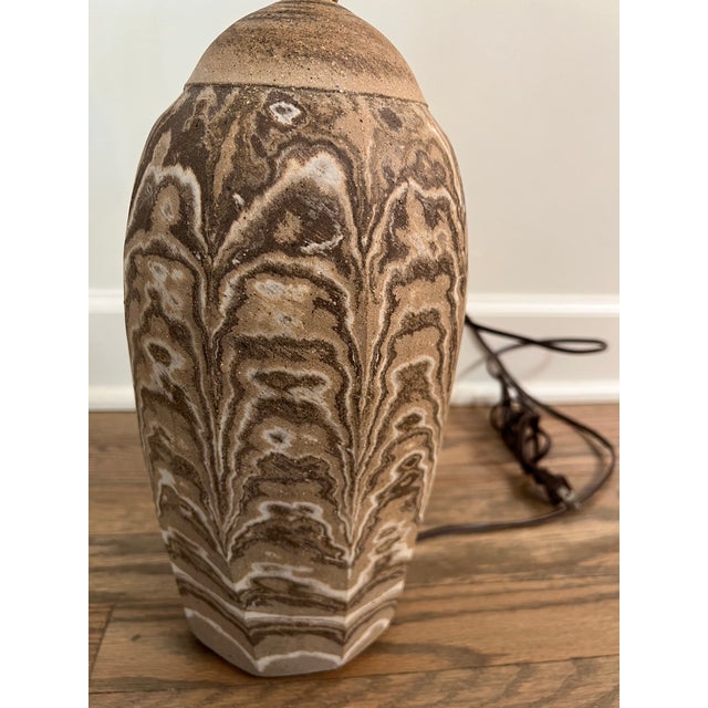 Mid-Century Modern Vintage Mid 20th Century Ceramic Pottery Table Lamp For Sale - Image 3 of 10