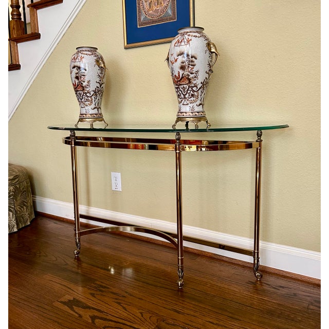 Labarge 1970s Italian Made LaBarge Brass Console Table For Sale - Image 4 of 7