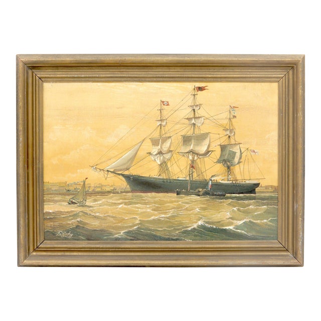 Late 19th Century Signed Oil on Canvas of the "James Baines" Clipper Ship For Sale