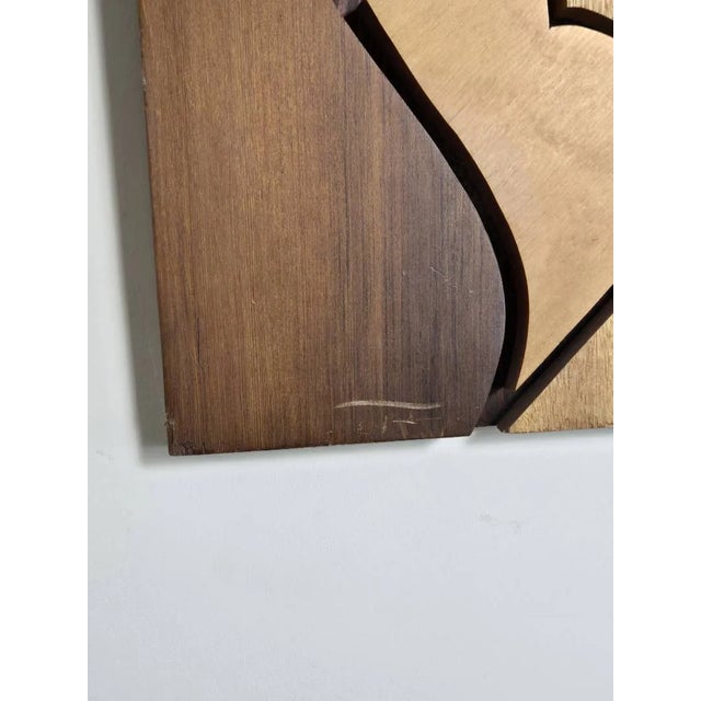 Brown 1960s Modernist Abstract Carved Wood Wall Art Sculpture For Sale - Image 8 of 10