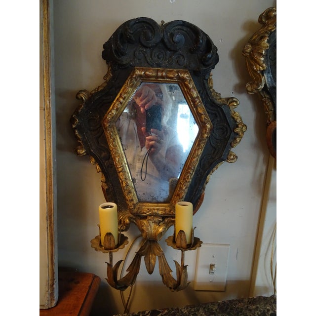 Early 19th Century 19th Century Italian Mirrored Sconces, a Pair For Sale - Image 5 of 12