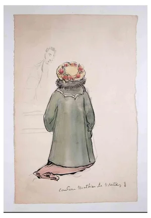 La Contesse De Noailles, Original Drawing, Early 20th-Century