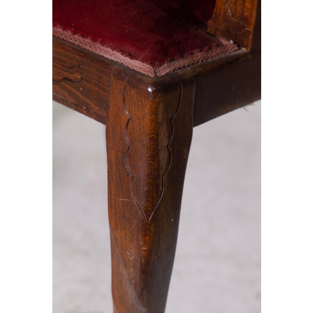 Art Nouveau Italian Red Armchairs in the style of Georges De Feure, 1905, Set of 2 For Sale - Image 9 of 11