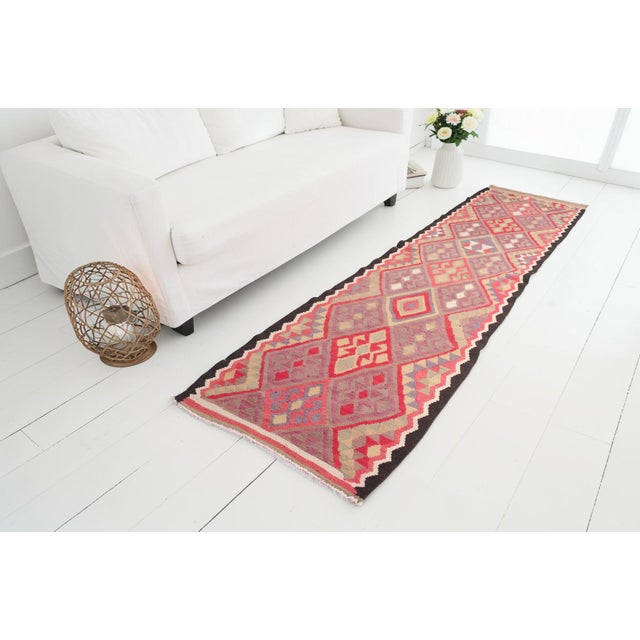 Textile Mid 20th Century Handwoven, Vegetable Dye, One-of-a-Kind, Anatolian Kilim For Sale - Image 7 of 10