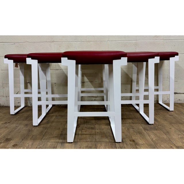 Cabot Wrenn Upholstered Metal Barstools - Set of 6 For Sale In Kansas City - Image 6 of 15
