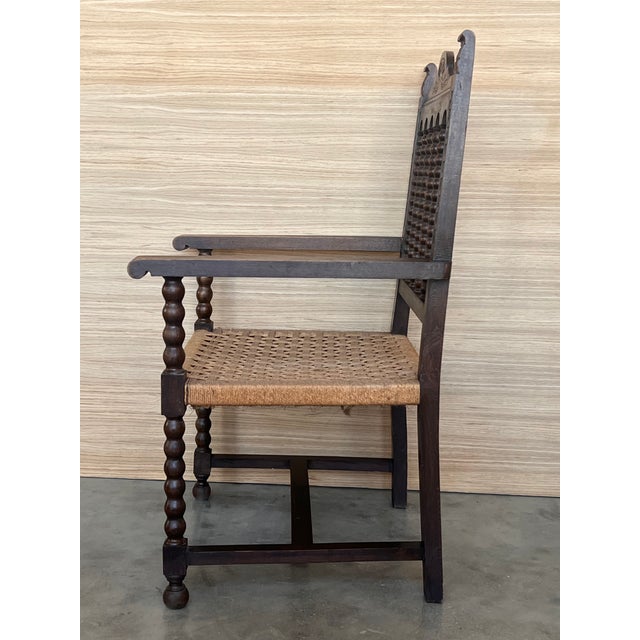 Brown 19th Century Spanish Colonial Altar Carved Armchairs With Cane Seat, Set of 4 For Sale - Image 8 of 12