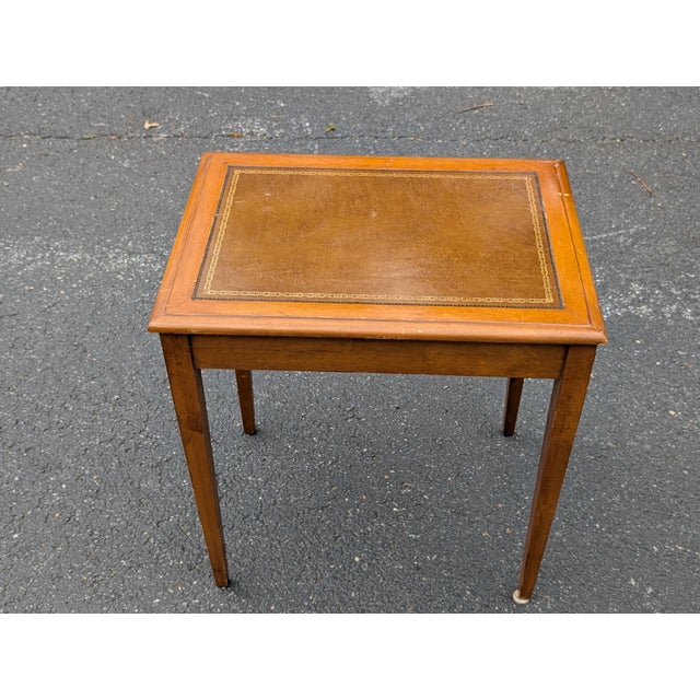 Vintage Leather Top Side Table For Sale - Image 4 of 8
