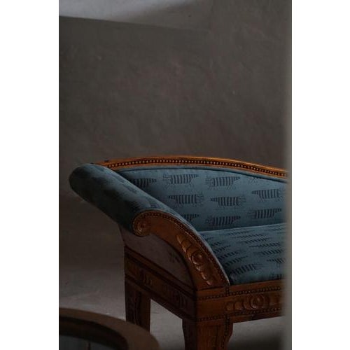 Art Nouveau Danish Chaise Lounge in Oak & Lisa Larson Mikey Upholstery, 1920s For Sale - Image 16 of 18