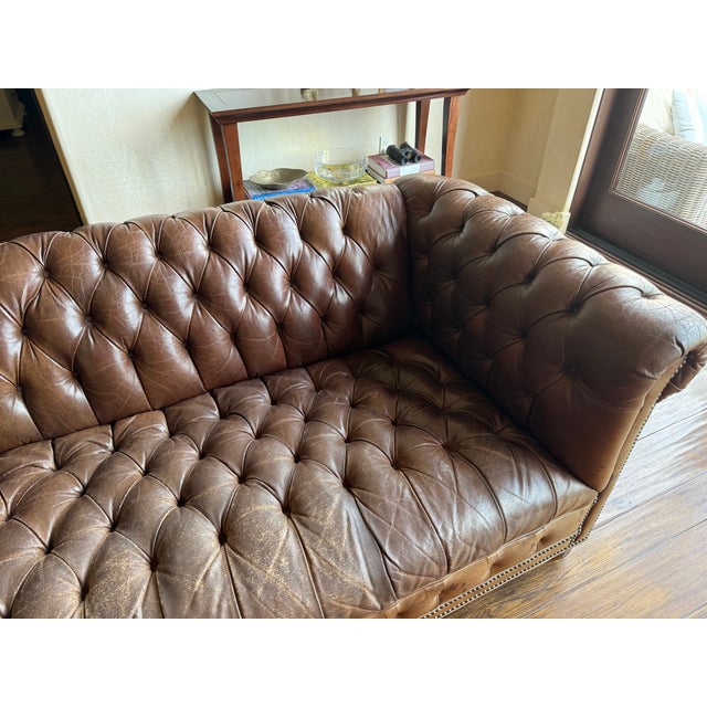 Restoration Hardware Modena Chesterfield Tufted Bench-Cushion Sofa For Sale - Image 10 of 11