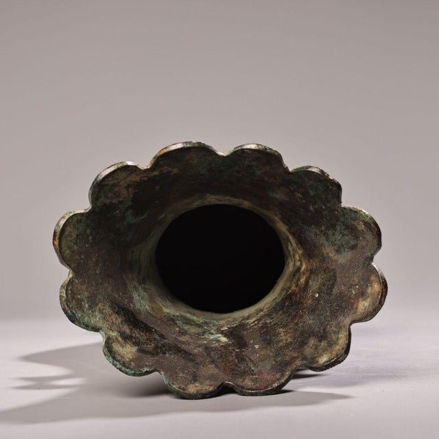 Metal Gilt‑Inlaid Bronze Peacock Vase For Sale - Image 7 of 9