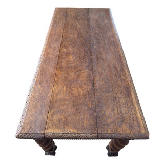 Late 19th Century Hand-Carved Oak Refectory Table With Barley Twist Legs – Professionally Conserved For Sale