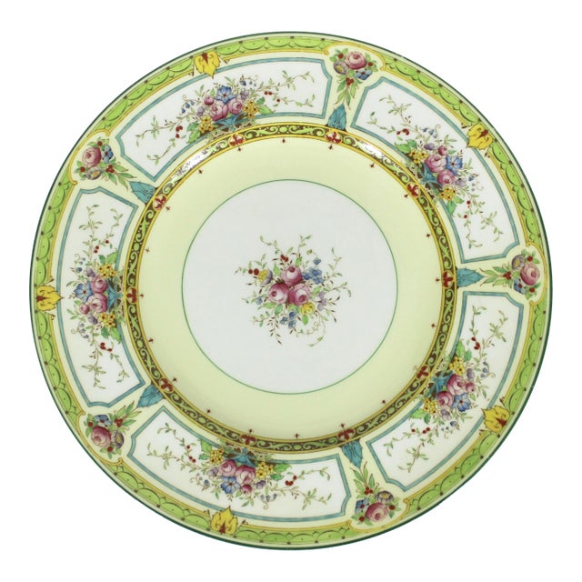 Antique Royal Worcester Z506 Dinner Plate With Green Edge 10.5” Plate England For Sale
