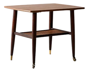 Scandinavian Coffee Table with Vienna Straw Shelf, 1960s