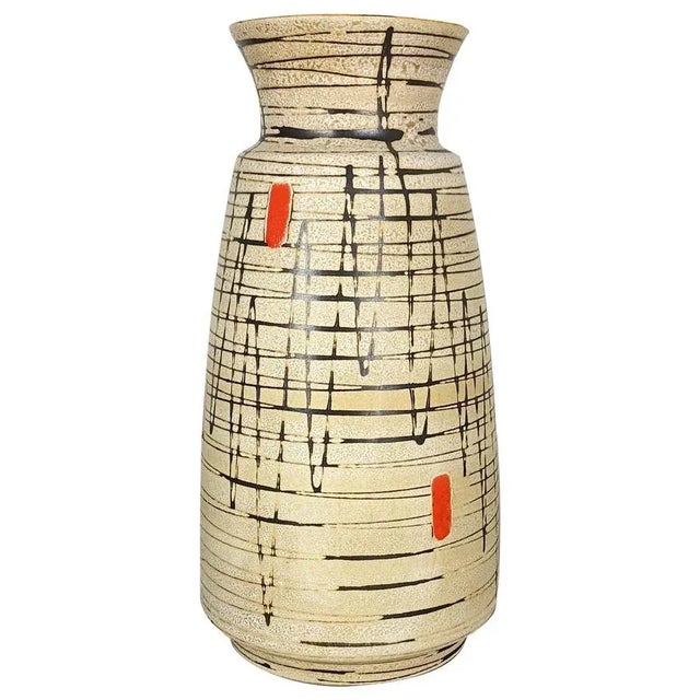 Large Op Art Abstract German Pottery Floor Vase from Bay Ceramics, 1960s For Sale - Image 15 of 15