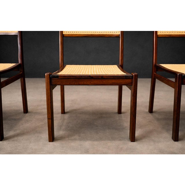 Set of 4 Dining Chairs in Rosewood & Cane, Unknown, 1960s For Sale - Image 10 of 11