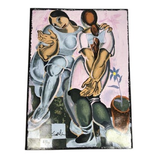 1960s Salvador Dali Deux Femmes Avec Pot De Fleur Hand Signed and Numbered Ceramic For Sale