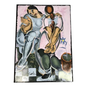 1960s Salvador Dali Deux Femmes Avec Pot De Fleur Hand Signed and Numbered Ceramic