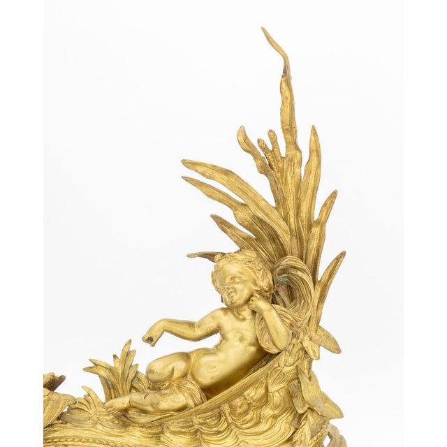 Louis XV Style Cherub Motif Brass Chenets, Pair For Sale In New York - Image 6 of 9