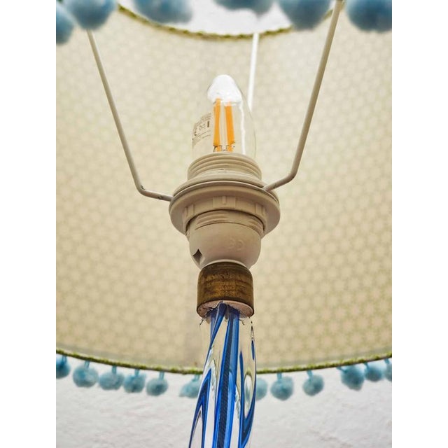 Glass Crystal Lamp in Blue from Val Saint Lambert For Sale - Image 7 of 8