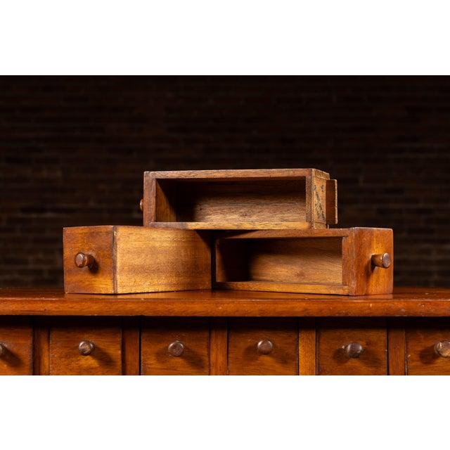 Early 20th Century 18-Drawer Apothecary Cabinet on Cabriole Brass Stand For Sale - Image 12 of 13