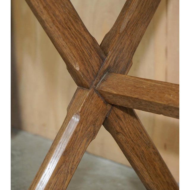 Late 19th Century Antique Victorian Oak X Frame Dining Table with Marble Top, 1870s For Sale - Image 5 of 18