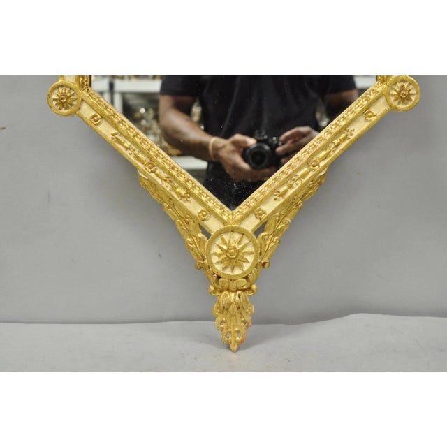 Vintage Italian Neoclassical Style Cream & Gold Gilt Carved Wood Wall Mirror For Sale In Philadelphia - Image 6 of 16