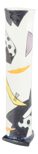 Triangular Stoneware Vase with Graphic Design by Marianne Hallberg, 1980s