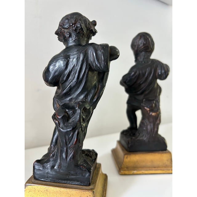 Baroque Antique Italian Borghese Cherubini Putti Figurines - A Pair For Sale - Image 3 of 10