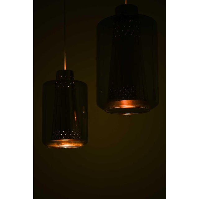 Metal Brass and Glass Ceiling Lamps, 1950s, Set of 3 For Sale - Image 7 of 10