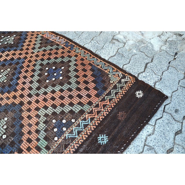 Burnt Orange 1960s Anatolian Handknotted Vintage Tribal Kilim For Sale - Image 8 of 11