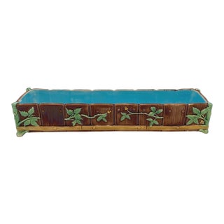 Minton Majolica Small Jardinière Flower Trough Singed, Dated 1871--Width 11-Ins. For Sale