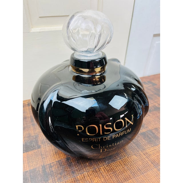 Perfume Bottle Retail Counter Display Large Poison Christian Dior Paris Black W Clear Stopper For Sale - Image 11 of 11