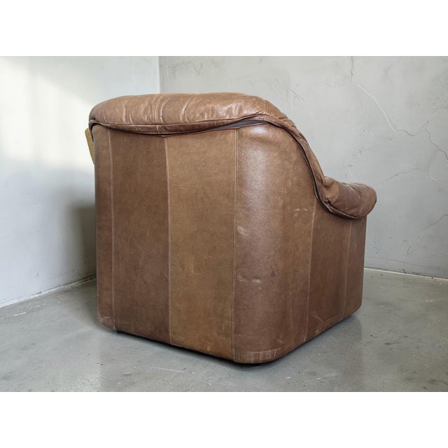 Brown Mid-Century Modern Leather Lounge Chair, 1970s For Sale - Image 8 of 10