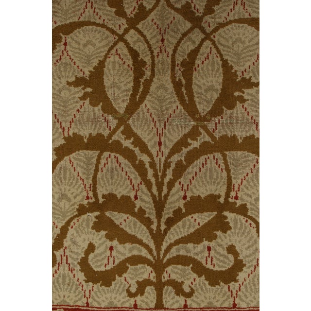 Textile Hand-Knotted Antique Art Nouveau Rug in Red, Green, Brown Floral Pattern For Sale - Image 7 of 8