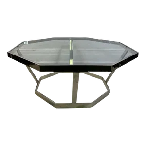 1970s Milo Baughman Chrome & Glass Octagonal Coffee Table