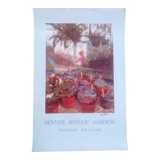 1980s Vintage Original Signed Gayle Crites Denver Botanic Gardens Poster For Sale