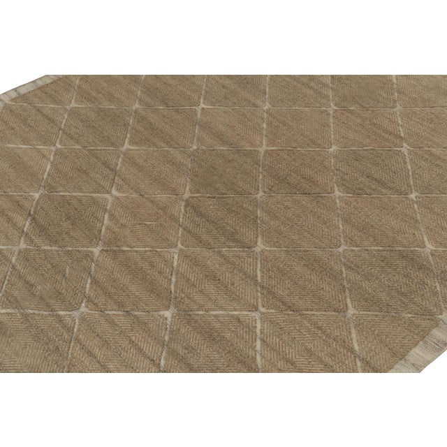 Rug & Kilim Rug & Kilim’s Scandinavian Kilim style Hemp rug in Beige-Brown Diamond Patterns - 5x7 For Sale - Image 4 of 7