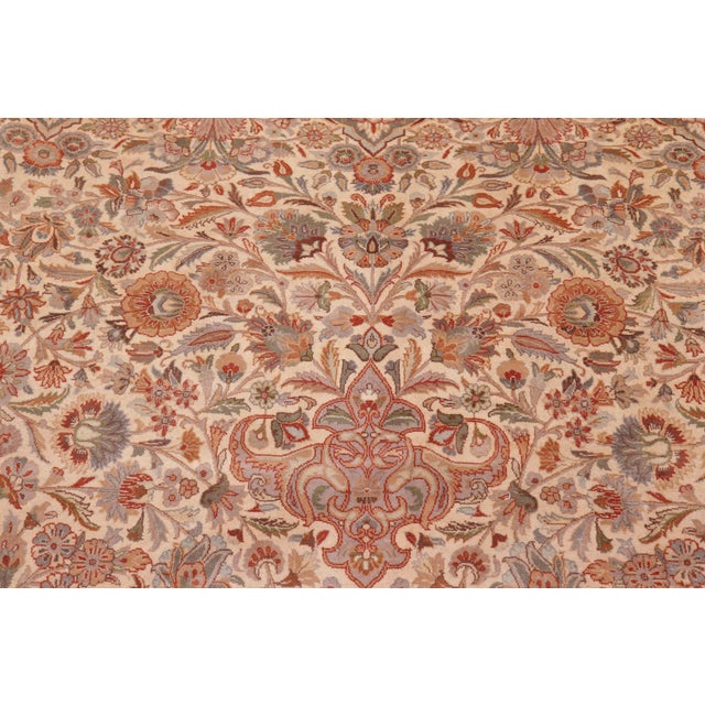 Shabby Chic Shabby Chic 1990's Floral Pak-Persian Ivory/Ivory Wool Rug - 8'11'' X 12'5'' For Sale - Image 3 of 9