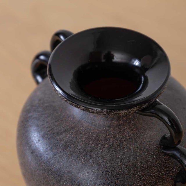 1960s Italian Black Scavo Vase For Sale - Image 11 of 12