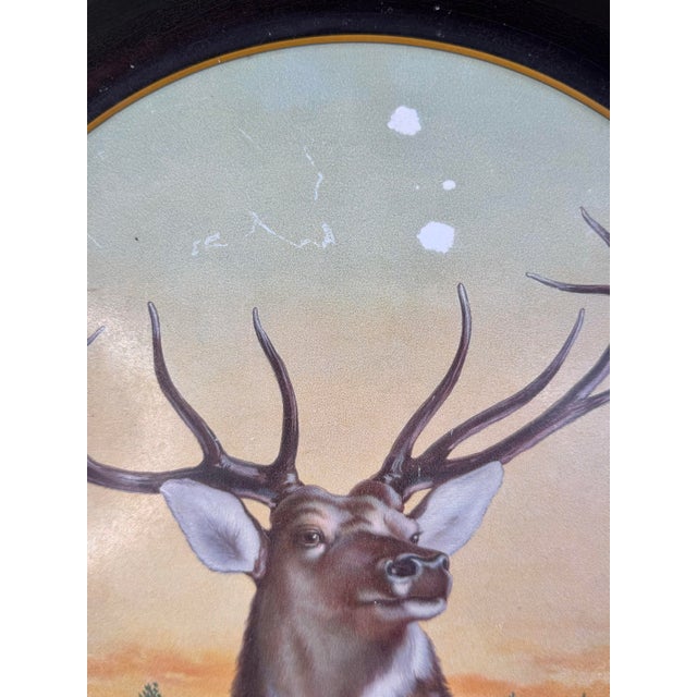 Antique the American Art Works Pre-Prohibition Era Red Stag/Elk Beer Serving Metal Lithograph Tray For Sale - Image 4 of 9