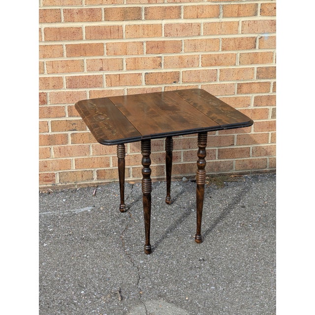Mid 20th Century Vintage Federal Style Hand-Painted Pine Drop-Leaf Side Table, Circa 1925 For Sale - Image 5 of 8