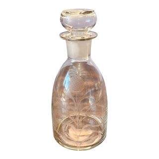 Vintage Pineapple Etched Glass Fruit ~ Liquor Decanter W/ Stopper For Sale