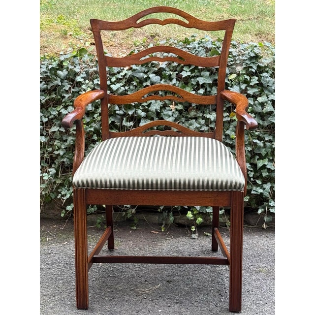 Set of 6 vintage Chippendale style mahogany Ribbon Back dining chairs. Classic, simple, elegant best describes the overall...