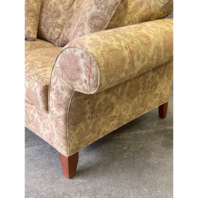Textile Ethan Allen Rolled Arm Loveseat Sofa For Sale - Image 7 of 11