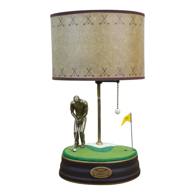 Vintage King American Animated Golf Putter 18th Hole for Birdie Table Lamp 19" For Sale