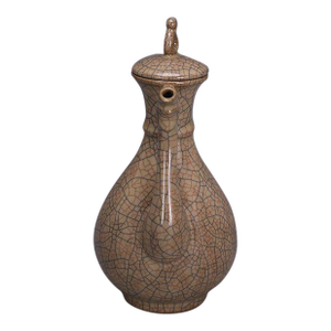 Ge Style Crackle Glaze Porcelain Ewer, Dragon Spout Lidded Wine Pitcher