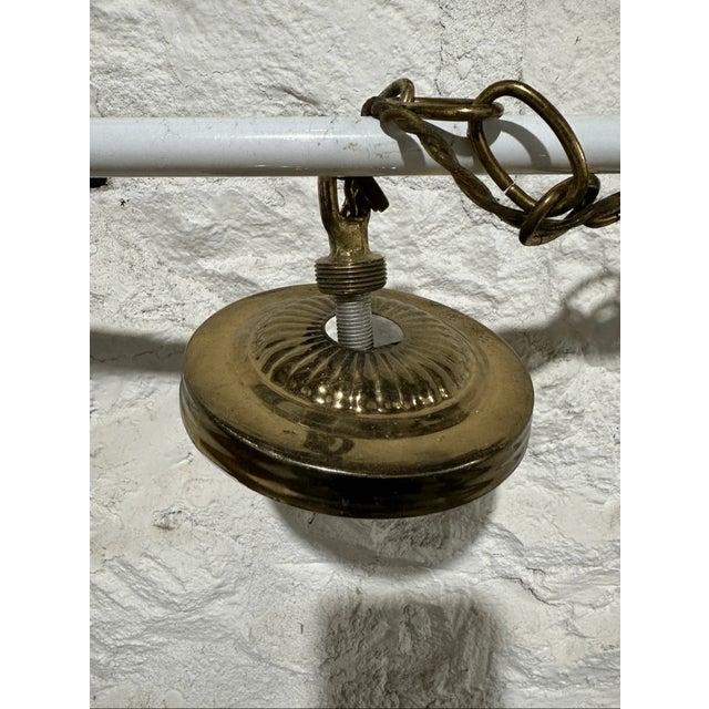 Vintage Art Nouveau Style Filigree Brass 4 Arm Gas Chandelier For Sale - Image 10 of 10